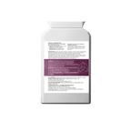 Back view of the ARK Fusion PRO Zyme supplement bottle showing product information and ingredients. Nutritional highlights include iodine, vitamin K2, vitamin D3, and 10 billion live cultures. The purple band highlights health claims related to thyroid function, cognitive function, energy metabolism, and nervous system support. The bottom section displays usage directions, allergen advice, and manufacturer details.